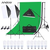 Cumpara ieftin Kit studio foto,3 lumini softbox,suport fundal 2x2m,12x bec 45W,3 panze fundal multicolore + geanta transport, Dactylion