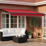 vidaXL Copertina retractabila manuala exterior poliester rosu 3.5 x 2 m