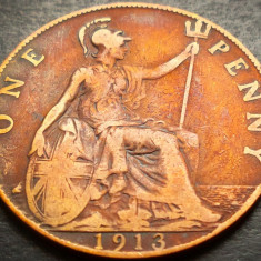 Moneda istorica 1 PENNY - MAREA BRITANIE / ANGLIA, anul 1913 *cod 5071