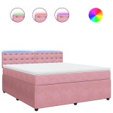Cumpara ieftin Pat box spring cu saltea, roz, 180x200 cm, catifea