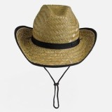 Palarie de paie unisex, bej, marimea 59, stil farmer cowboy, CMCLASS