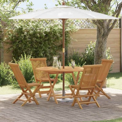 vidaXL Set de masă pentru grădină 5 pcs Maro Lemn masiv de tec 3385967 foto