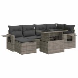 Cumpara ieftin Set canapele de gradina, 7 piese, cu perne, gri, poliratan