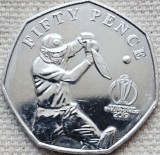 50 pence 2019 Isle of Man / Insula Man , Cover Drive, Cricket ICC World Cup, tiraj 12500, Europa