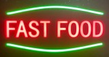Reclama LED - FAST FOOD - de exterior / interior, 44 x 24 cm, Oem