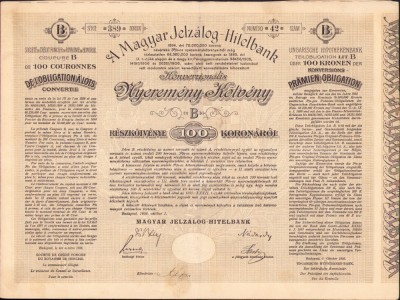 HST A638 Acțiune A Magyar Jelzalog Hitelbank 1906 foto