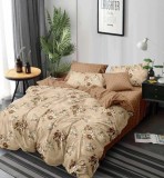 Cumpara ieftin Lenjerie Pat Silvia Sf181, Bumbac, 6 Piese, Fara Elastic, Imprimeu, Maro