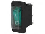 &Icirc;ntrerupător Basculant ON-OFF Verde cu Lumină Neon 16A 250VAC
