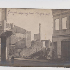 Giurgiu bombardat in WWI , carte postala circulata in 28 aug 1920 spre Bucuresti