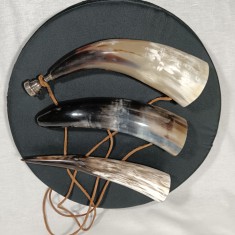 Set trei coarne vanatoare, Cinegetica, vintage, colectie