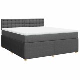 Cumpara ieftin Pat box spring cu saltea, gri inchis, 180x200 cm, textil