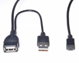Cablu micro USB OTG la USB-A T+ USB-A M, kur-21, Oem