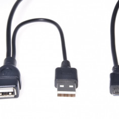 Cablu micro USB OTG la USB-A T+ USB-A M, kur-21
