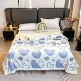 Cumpara ieftin Patura Cocolino cu Blanita pentru Pat Dublu, Inimi, Albastru - JOJ736