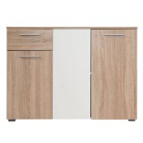 Comoda dormitor Ritmo 3K1F, cu 3 usi + sertar, stejar sonoma + alb, 114.5 x 80.5 x 35 cm, 2C