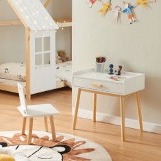 Set birou cu scaun copii Skjerv&oslash;y natur alb [en.casa] HausGarden Leisure