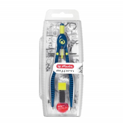 Compas Herlitz MyPen, setare rapida, albastru inchis / lime foto