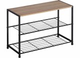 Cumpara ieftin Pantofar fier negru mdf maro 60 x 30 x 43 cm
