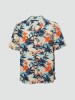 S.Oliver Camasa barbati cu maneca scurta si imprimeu tropical, Regular fit, Multicolor, S, 2XL, 3XL, M, XL