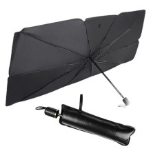 Parasolar Auto pliabil, in Forma de Umbrela, 137 x 76 cm, pentru Masina sau Autoutilitara, marca Tudis, Protectie UV, Negru-Argintiu
