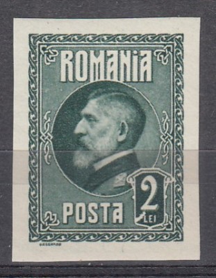 ROMANIA 1926 LP 74 A 60 a ANIVERSARE A REGELUI FERDINAND 2 LEI VERDE NEDANTELAT EROARE LINIE ALBA IN CADRU CIFREI 2 STARE MNH foto