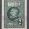 ROMANIA 1926 LP 74 A 60 a ANIVERSARE A REGELUI FERDINAND 2 LEI VERDE NEDANTELAT EROARE LINIE ALBA IN CADRU CIFREI 2 STARE MNH