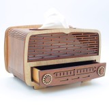 Cumpara ieftin Cutie Servetele Lemn Model Radio Retro Vintage 22x13x13cm Suport Servetele Decorativ Elegant
