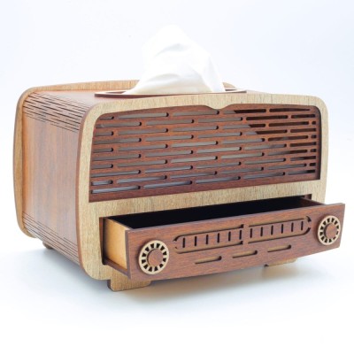 Cutie servetele lemn model radio foto