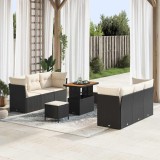 Cumpara ieftin Set de canapele pentru grădină cu pernă 9 pcs negru și crem