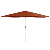 Cumpara ieftin Umbrelă de soare de grădină, st&acirc;lp metalic, cărămiziu, 390 cm