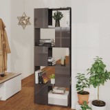 Bibliotecă/Separator cameră, gri extralucios, 60x24x155 cm