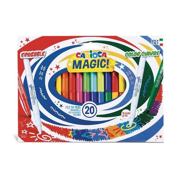 Carioca Erasable, Varf Gros - 6mm, 9+9+2/cutie, Carioca Magic Color Change