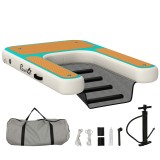 PawHut Rampă gonflabilă pentru c&acirc;ini Rampă pentru piscină 151x102 cm Barcă portabilă pentru c&acirc;ini cu suprafață EVA antiderapantă Portocaliu | Aosom Ro