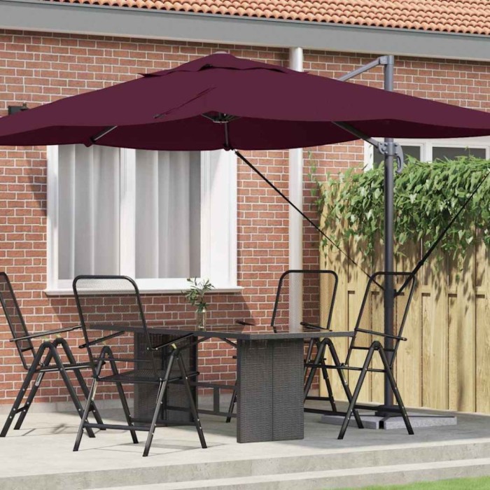 vidaXL Parasol cantilever Roma , roșu Bordeaux, 352x251x260 cm, din aluminiu