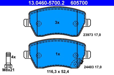 ATE 13.0460-5700.2 set placute frana,frana disc foto