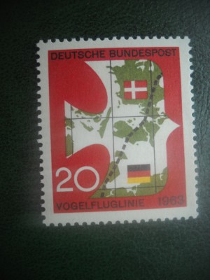 HOPCT TIMBRE MNH 895 INAUGURARE FERIBOT DANEMARCA-GERMANIA 1963 - 1 VAL GERMANIA foto