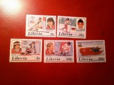 Serie Liberia 1987 - Olimpiada Iarna Calgary , si castigatorii , 5 valori, Nestampilat