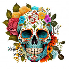 Sticker decorativ, Sugar Skull, Multicolor, 64 cm, 1201STK