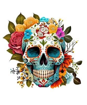 Sticker decorativ, Sugar Skull, Multicolor, 64 cm, 1201STK foto