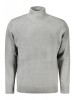 Pulover cu guler inalt barbati, cu mini logo brodat, Regular fit, gri, 2XL, 3XL