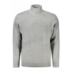 Pulover cu guler inalt barbati, cu mini logo brodat, Regular fit, gri, 2XL