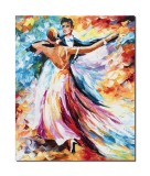 Tablou pictat manual, In pasi de vals, 60x50cm ulei pe panza in cutit efect 3D, gata de expus pe perete