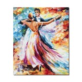 Tablou pictat manual, In pasi de vals, 60x50cm ulei pe panza in cutit efect 3D, gata de expus pe perete