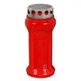 Lum&acirc;nare Decorativă Plastic, Model 9.5x22cm, Timp De Ardere 72 Ore, Capac Argintiu, Roșu, Oem