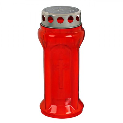 Lum&amp;acirc;nare Decorativă Plastic, Model 9.5x22cm, Timp De Ardere 72 Ore, Capac Argintiu, Roșu foto