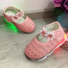 Sandale roz cu lumini LED si floricele pantofi moi pt fetite 18 19 cod 0656, Fete