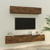 Cumpara ieftin Set dulapuri TV, 4 piese, stejar fumuriu, lemn prelucrat