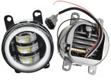 Set 2 proiectoare ceata LED Dacia, Renault, Nissan cu angel eyes, lumina alba, diamentru 3&amp;quot; / 90mm, 30W, 12/24V, carcasa aluminiu, mufa H11, H8 -