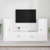 Gossi set dulap tv, 4 piese, alb extralucios, lemn prelucrat