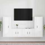 vidaXL Set dulap TV, 4 piese, alb extralucios, lemn prelucrat
